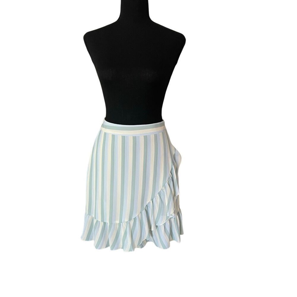Laura Conrad Striped Tiered Ruffle Mini Skirt